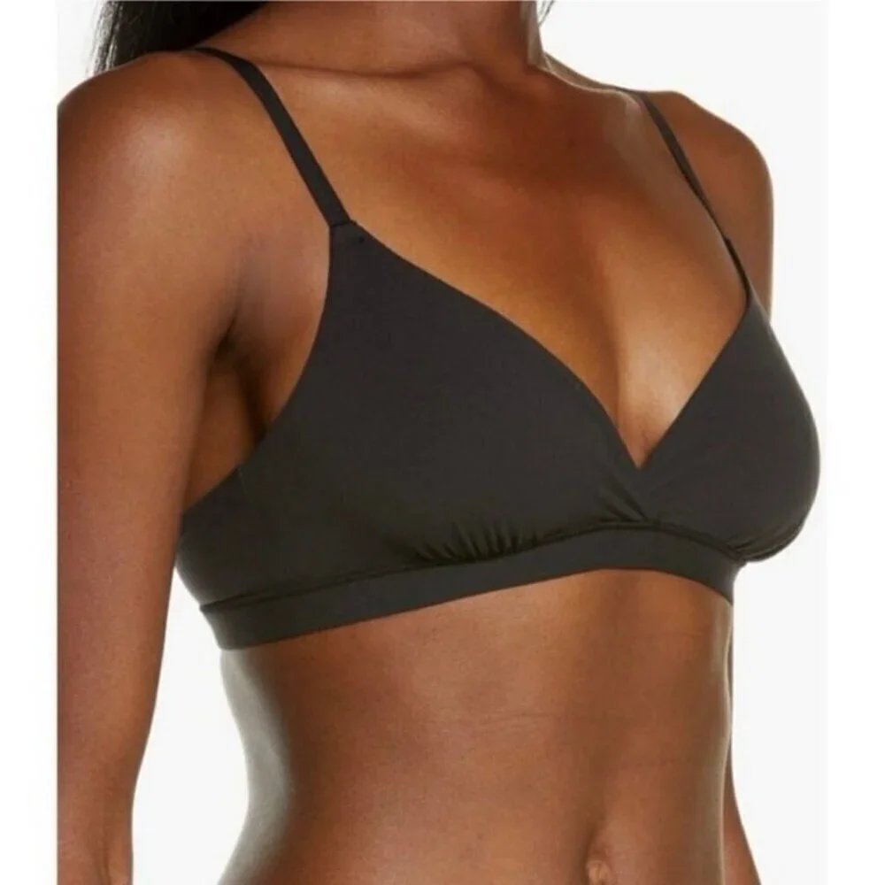 SKIMS Fits Everybody Crossover Bralette Unlined Black Size 2X